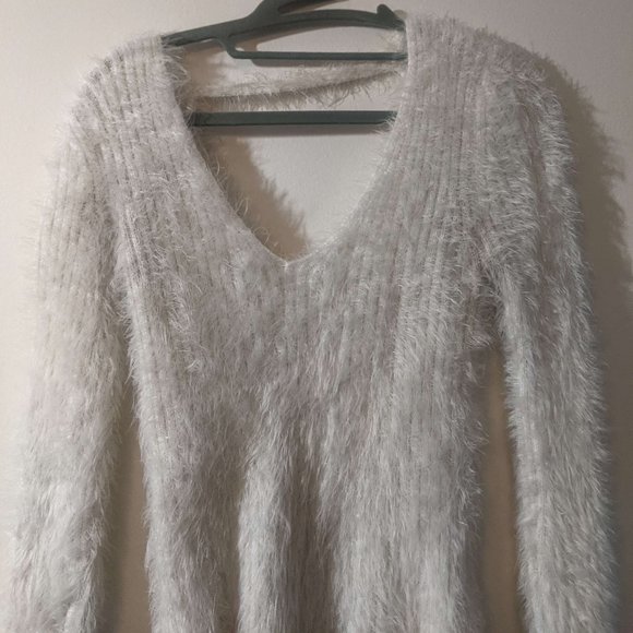 Bebe V Neck Fuzzy Sweater - Picture 3 of 7